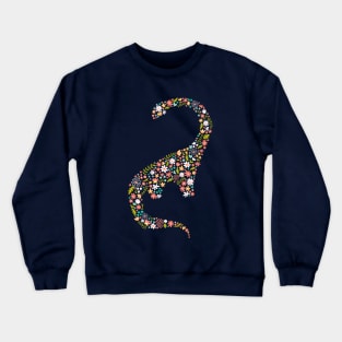 Floral Brontosaurus in Pink Crewneck Sweatshirt